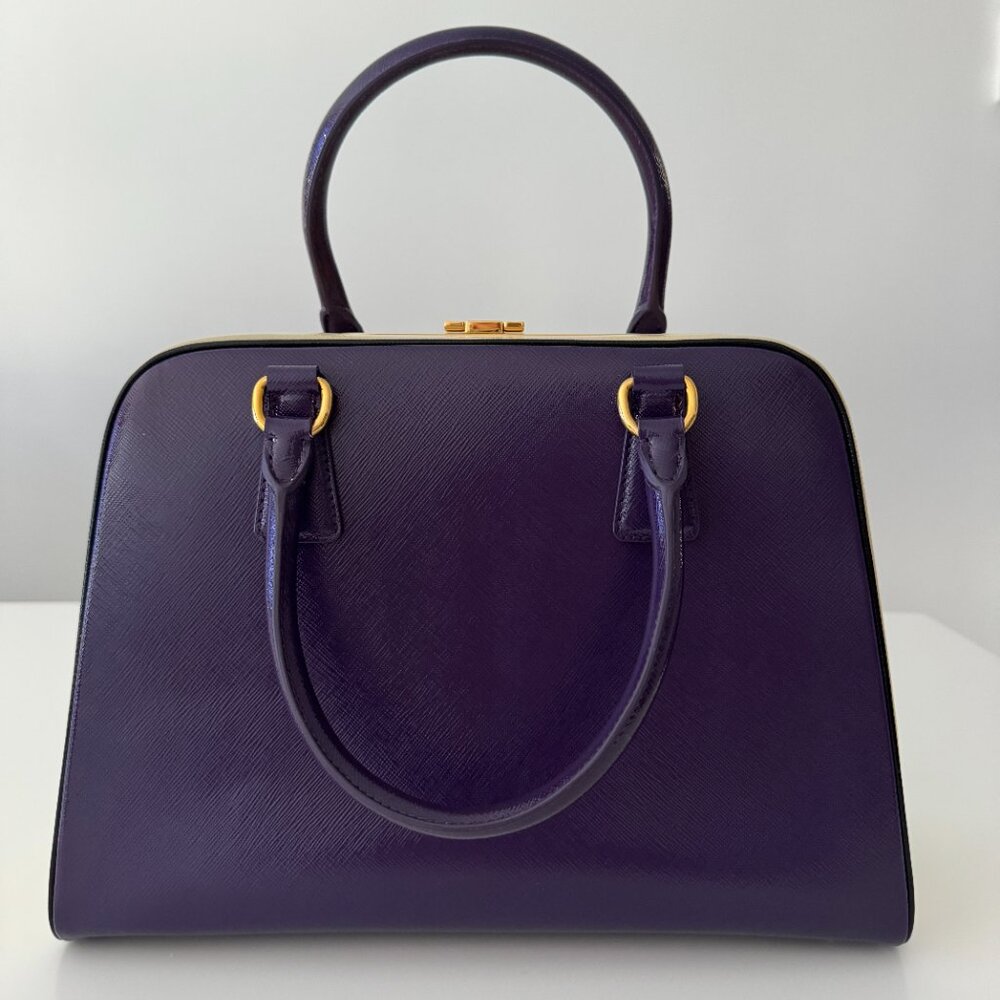 PRADA 100% Authentic  Saffiano Vernice Frame Top Bag - Picture 5 of 17